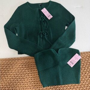 Target Wild Fable Green Ribbed Women Sweater Set